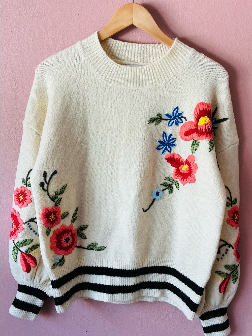 Harlyn Gardenstripe Embroidered Sweater Sz Sm - Picture 2 of 9